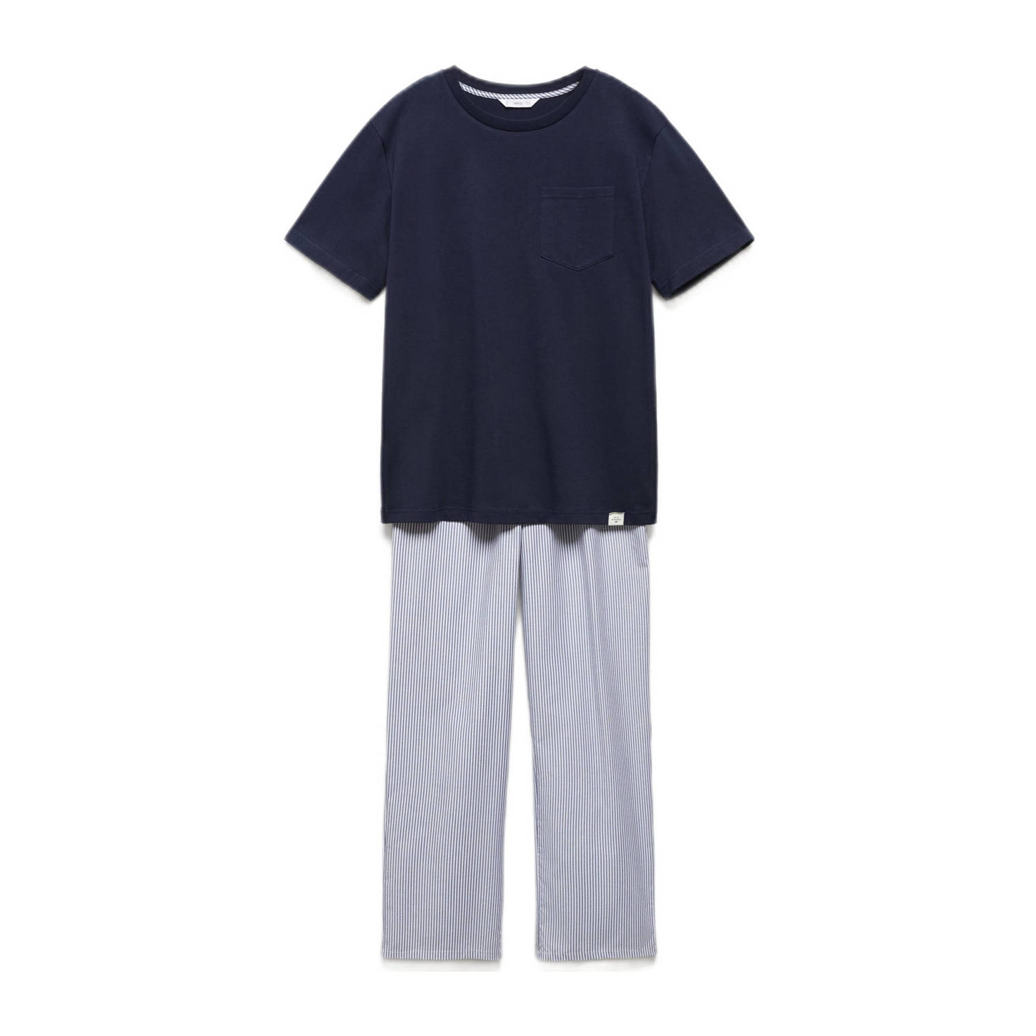 Mango Kids gestreepte pyjama donkerblauw blauw