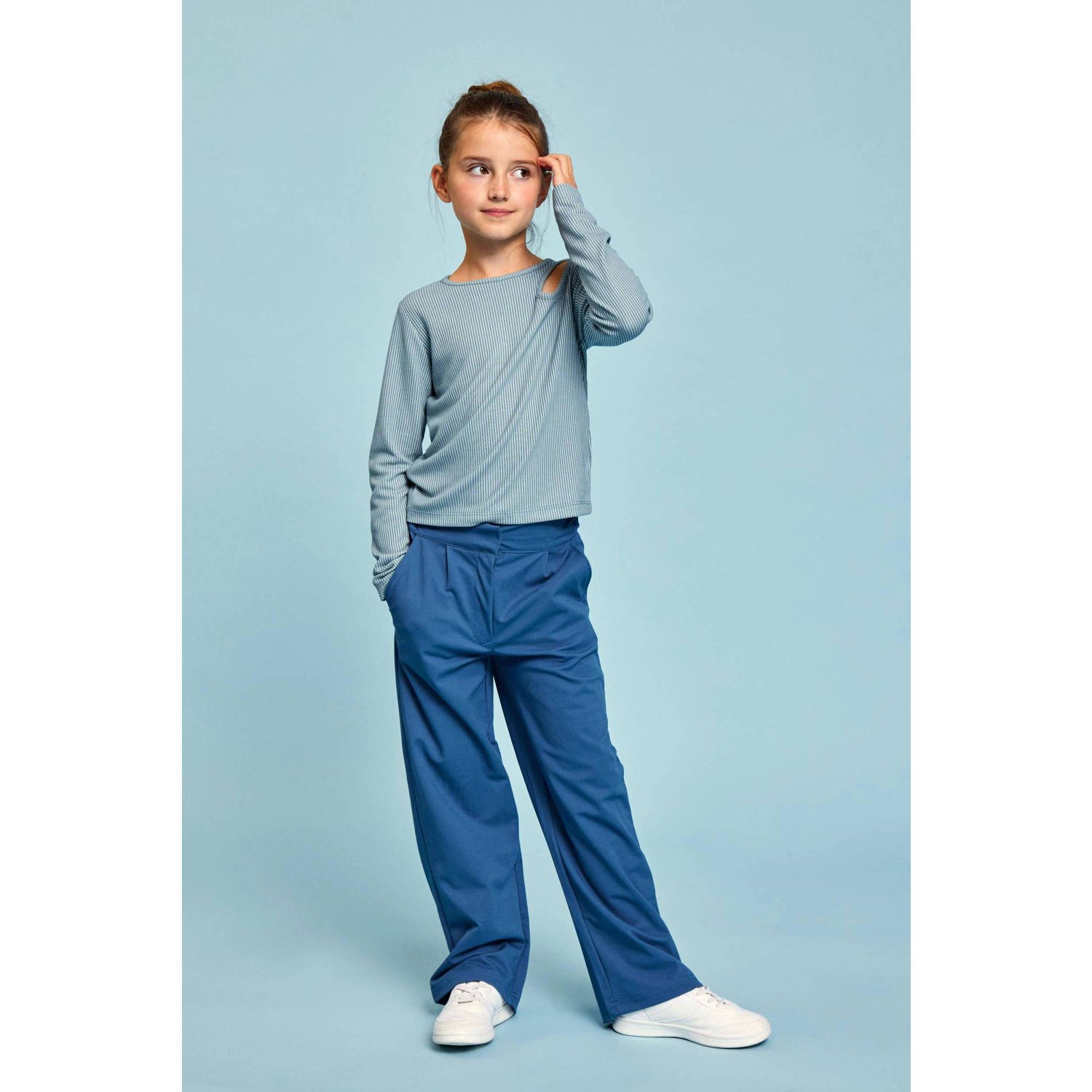 Name it KIDS top NKFNINNIE lichtblauw Meisjes Viscose Ronde hals Effen 134 140