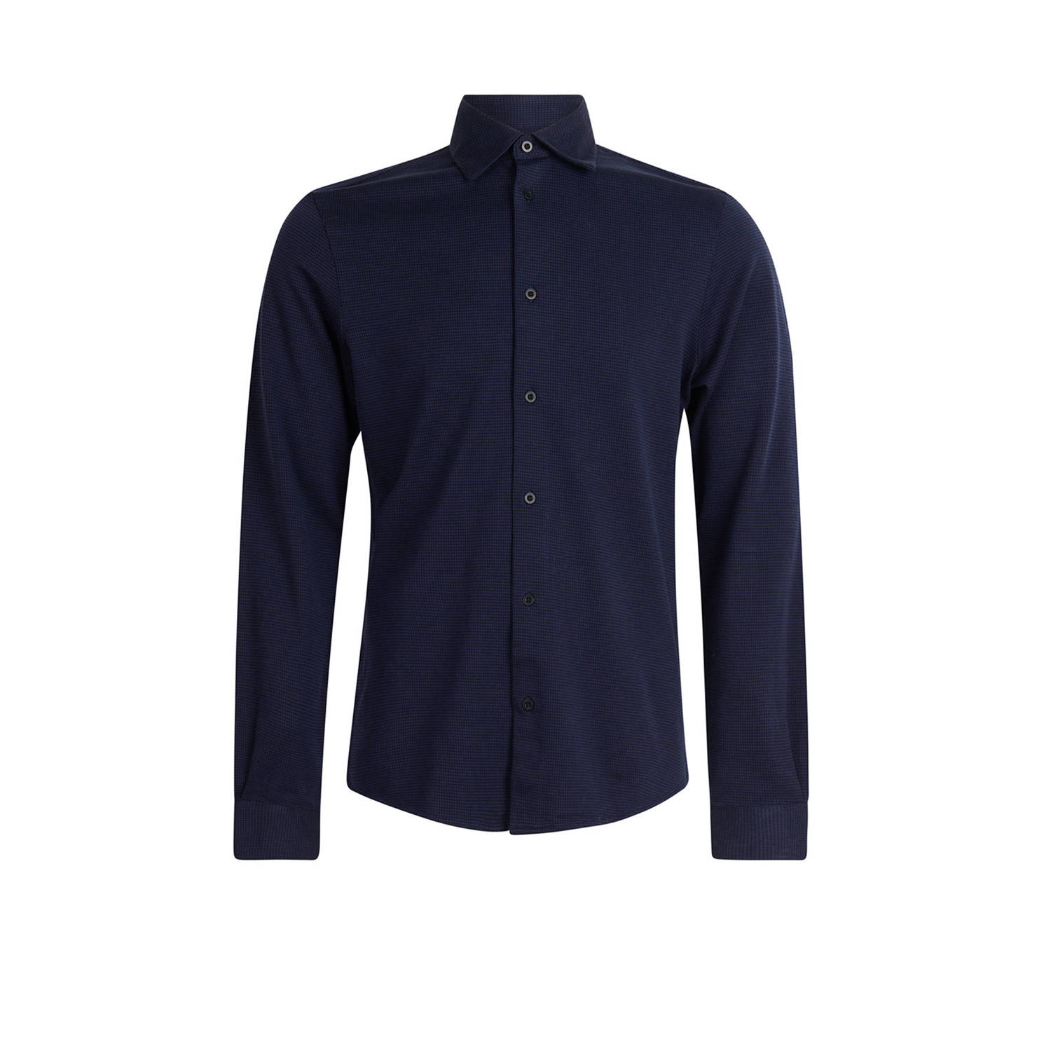 Shoeby regular fit overhemd met pied-de-poule donkerblauw