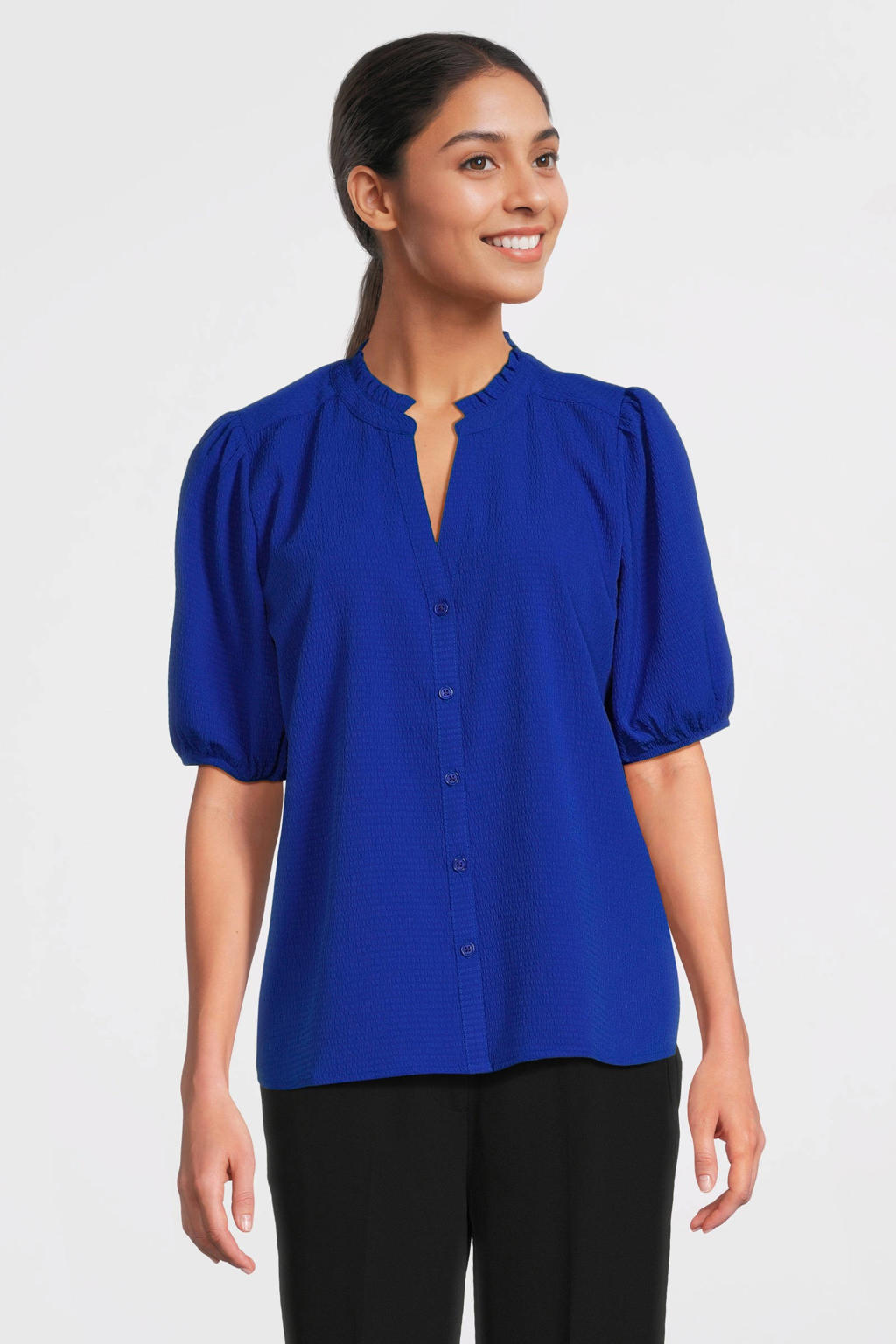 Imagine top met textuur blauw
