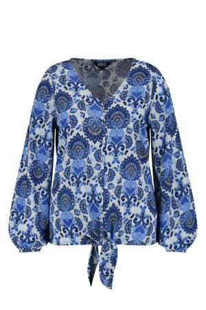 blousetop met paisleyprint blauw/lichtblauw/wit