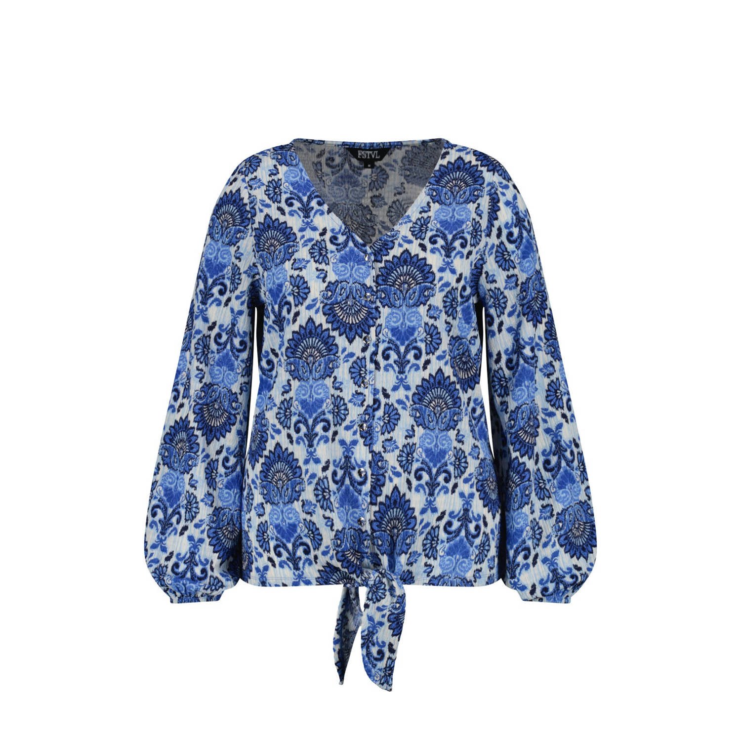 MS Mode blousetop met paisleyprint blauw lichtblauw wit