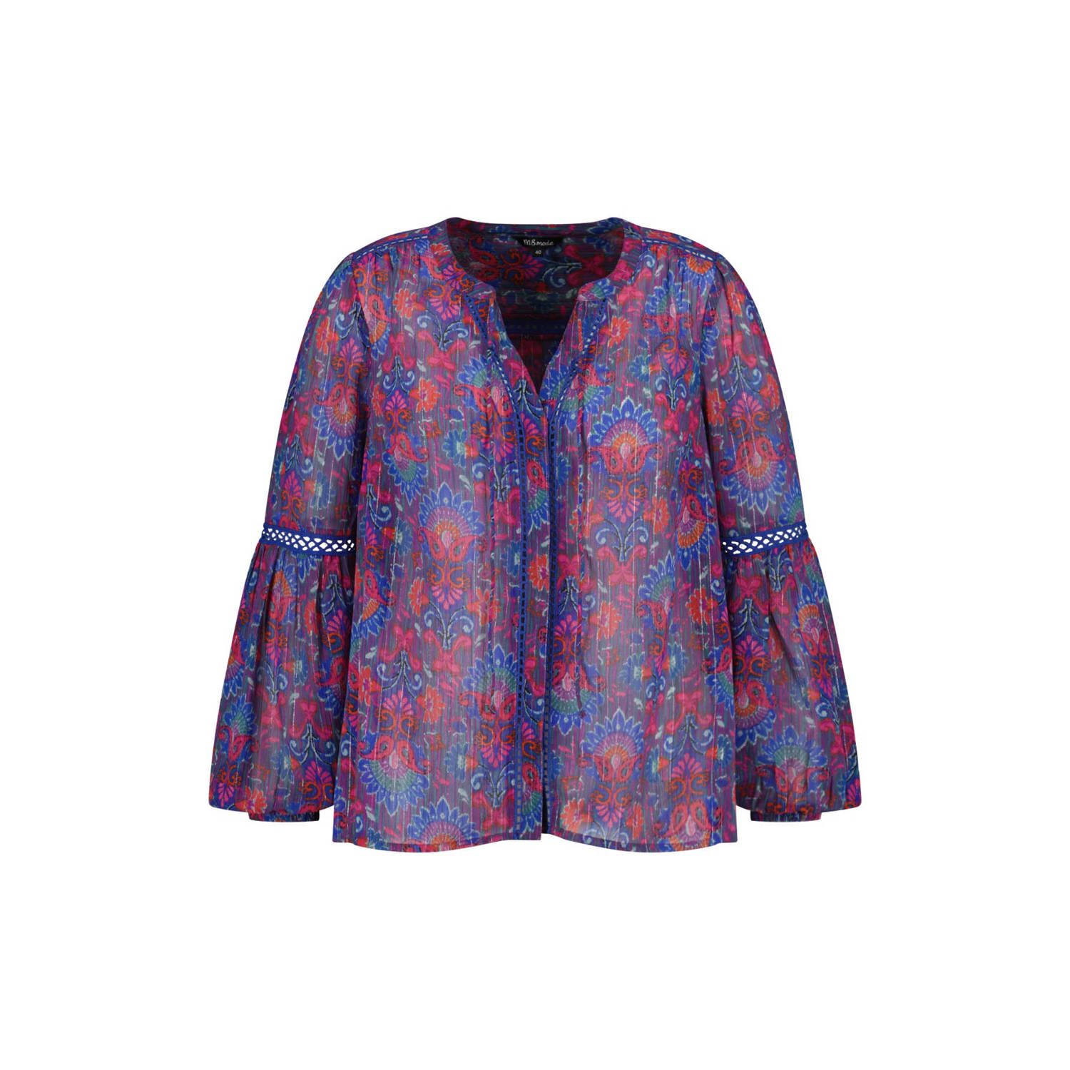 MS Mode blouse met paisleyprint roze rood blauw