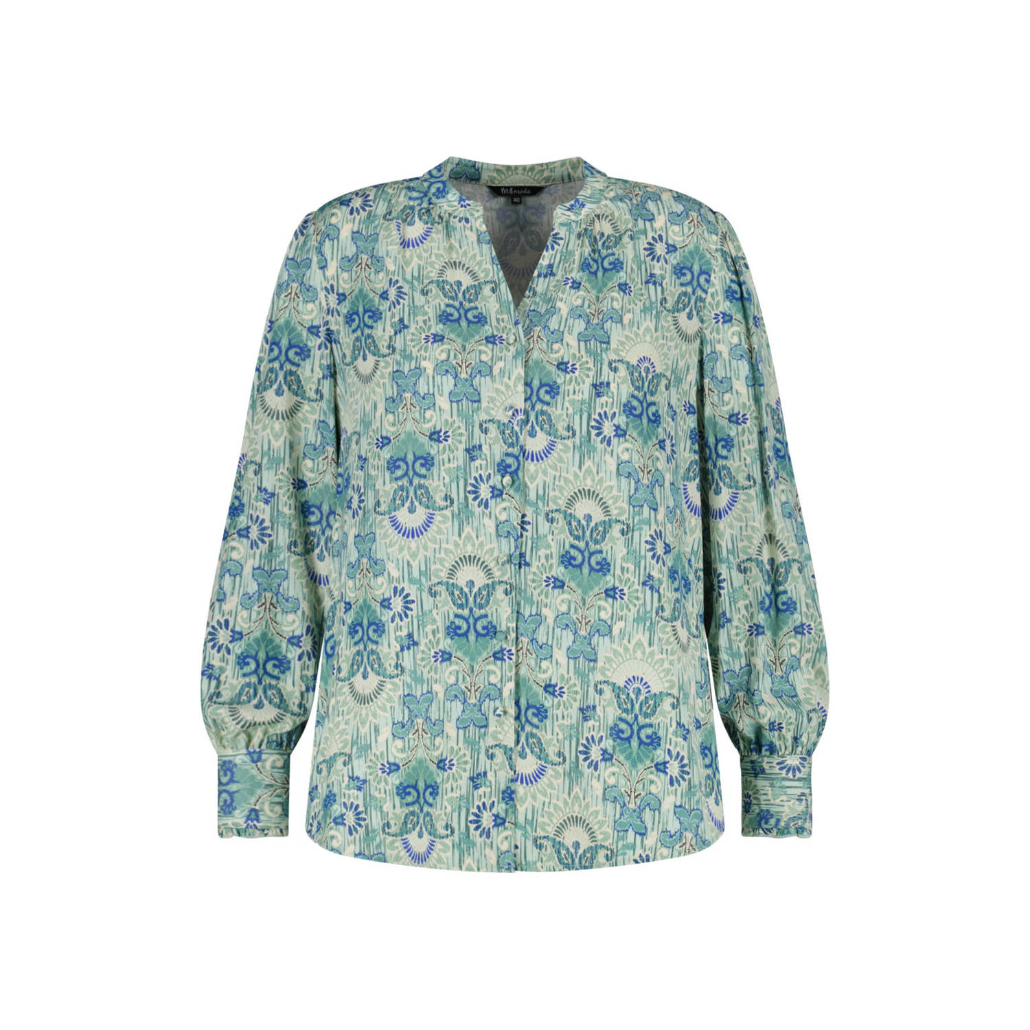 MS Mode blouse met all over print lichtblauw blauw