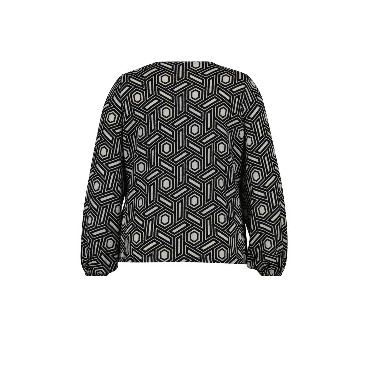 MS Mode blouse met grafische print zwart grijs
