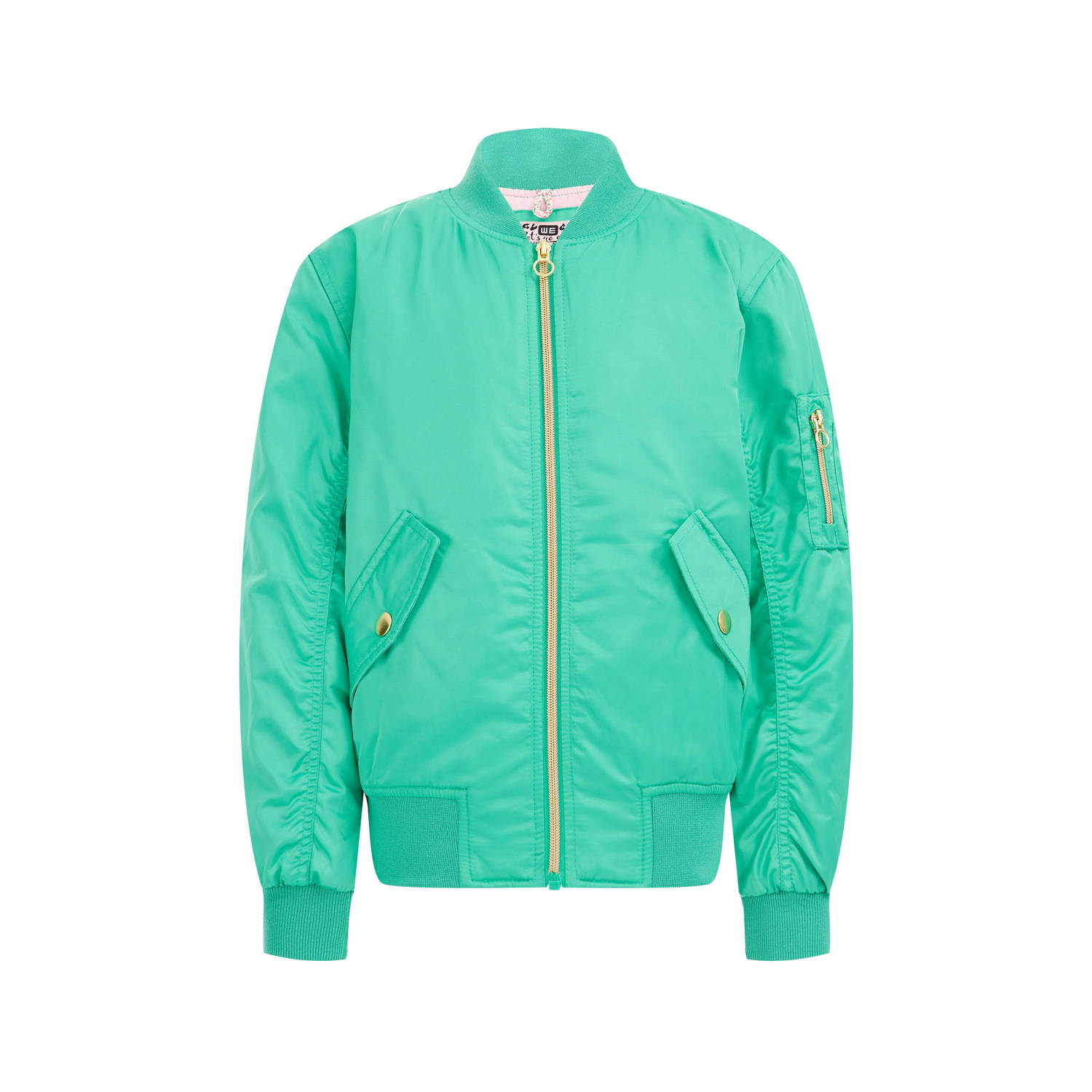 WE Fashion bomberjack zomer van gerecycled polyester groen Jas Effen 110 116