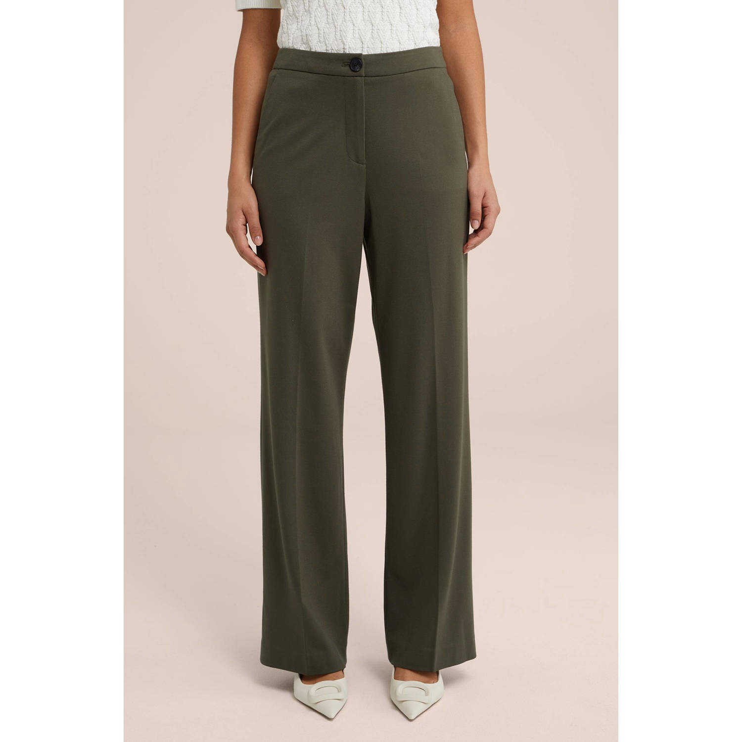 WE Fashion straight fit pantalon dark khaki
