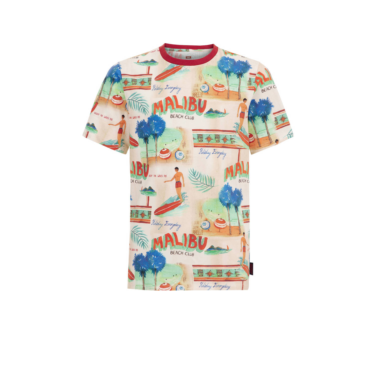 WE Fashion T-shirt met all over print multi Jongens Katoen Ronde hals All over print 122 128