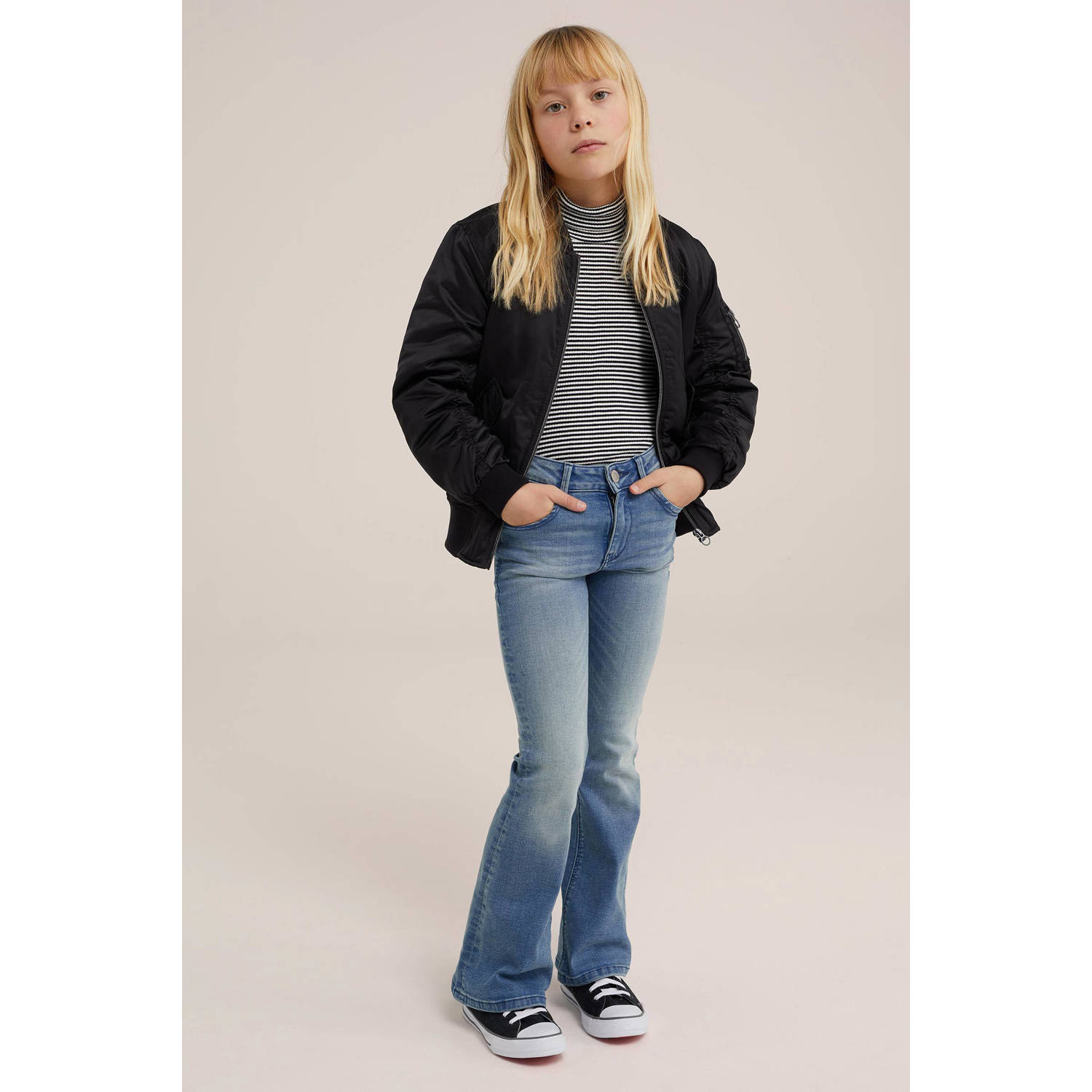 WE Fashion bomberjack zomer van polyester zwart