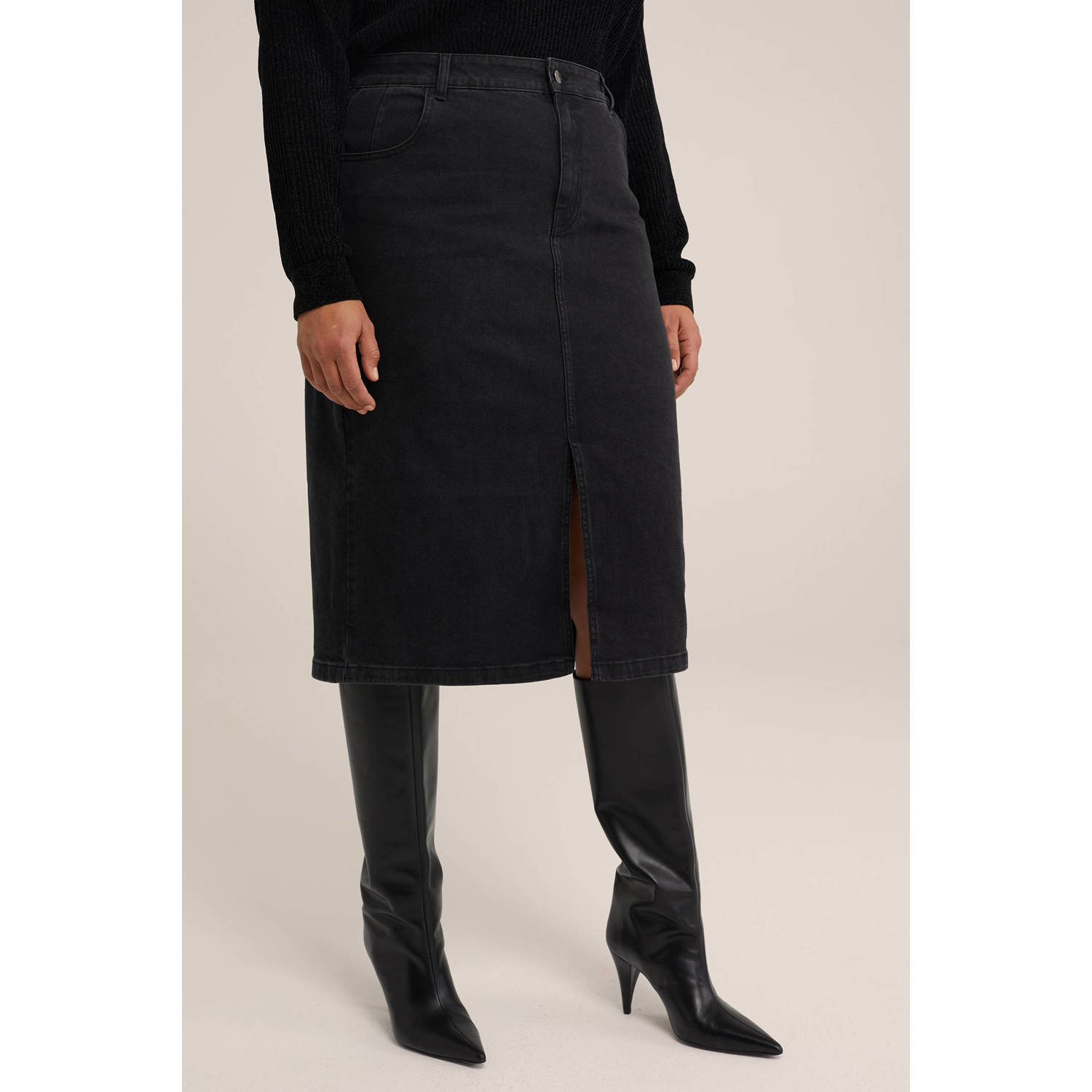 WE Fashion Blue Ridge spijkerrok zwart