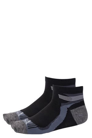 sportsokken Running Socks Low (set van 2) zwart/grijs
