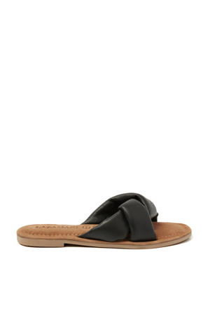   leren slippers zwart
