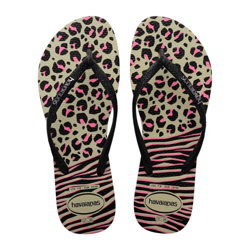Havaianas teenslippers met panterprint zwart/roze afbeelding