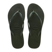thumbnail: Olijfgroene dames Havaianas Slim teenslippers van rubber met effen