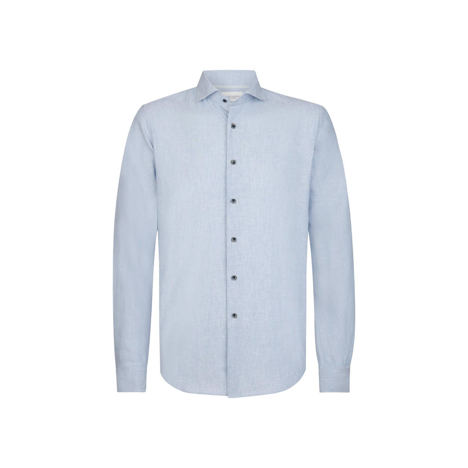 PROFUOMO Heren Overhemden Shirt Cutaway Sc Cotton Linnen Lichtblauw