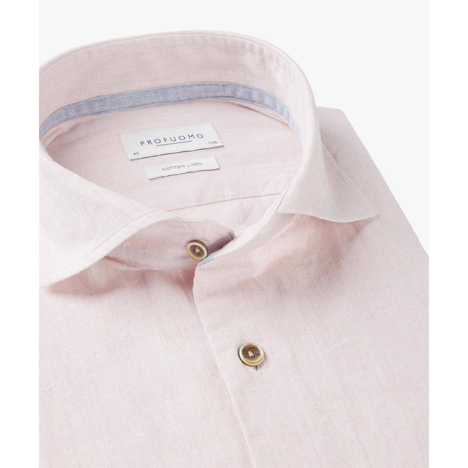 Profuomo slim fit strijkvrij overhemd pink