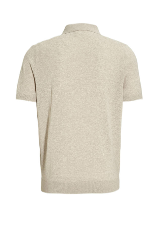 Profuomo gebreide slim fit polo beige wehkamp