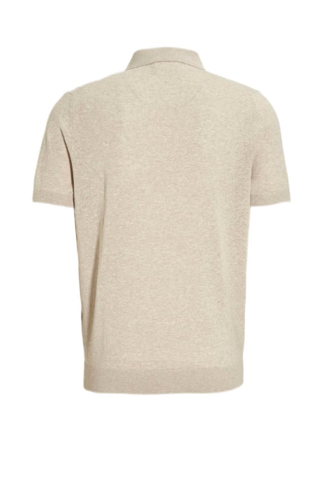 Profuomo gebreide slim fit polo beige wehkamp