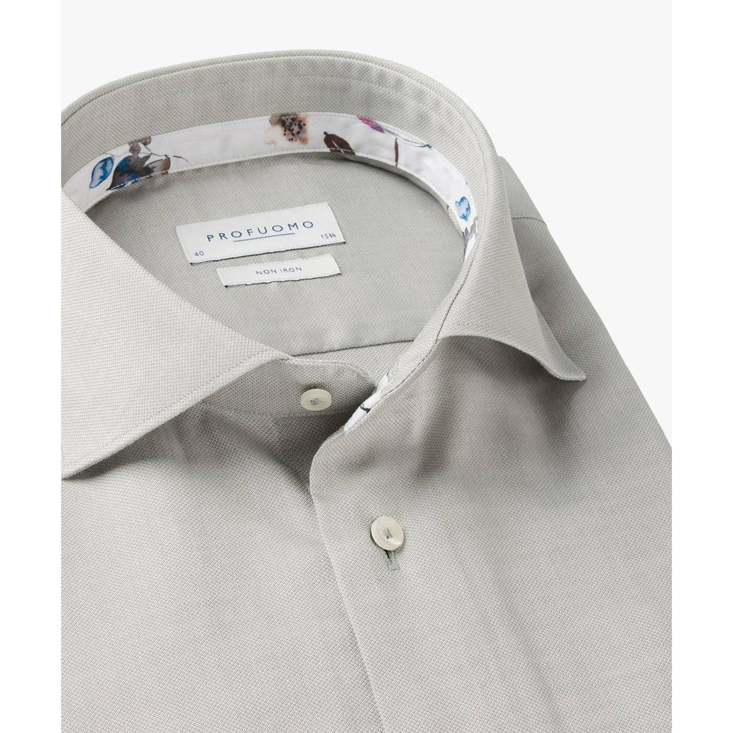 Profuomo slim fit strijkvrij overhemd groen