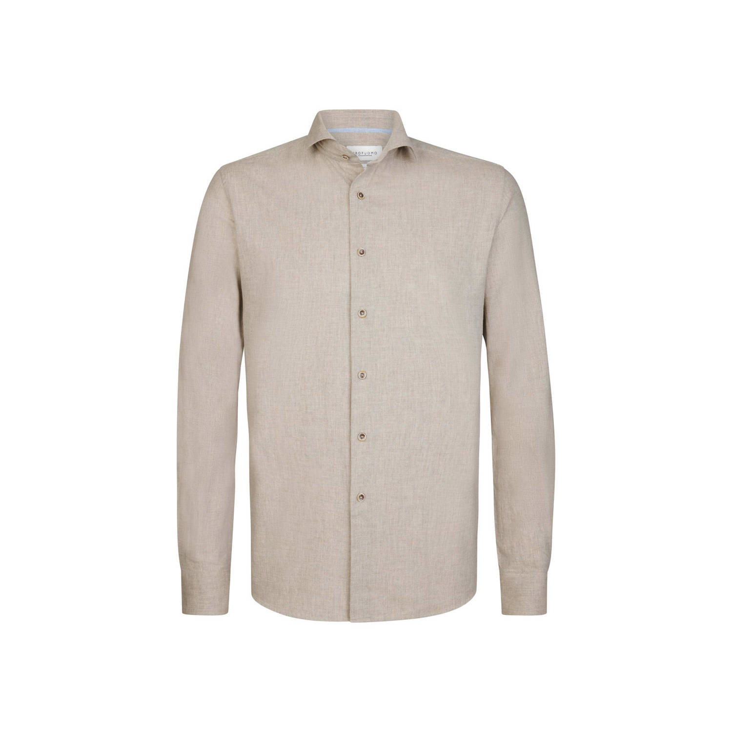 Profuomo slim fit strijkvrij overhemd beige