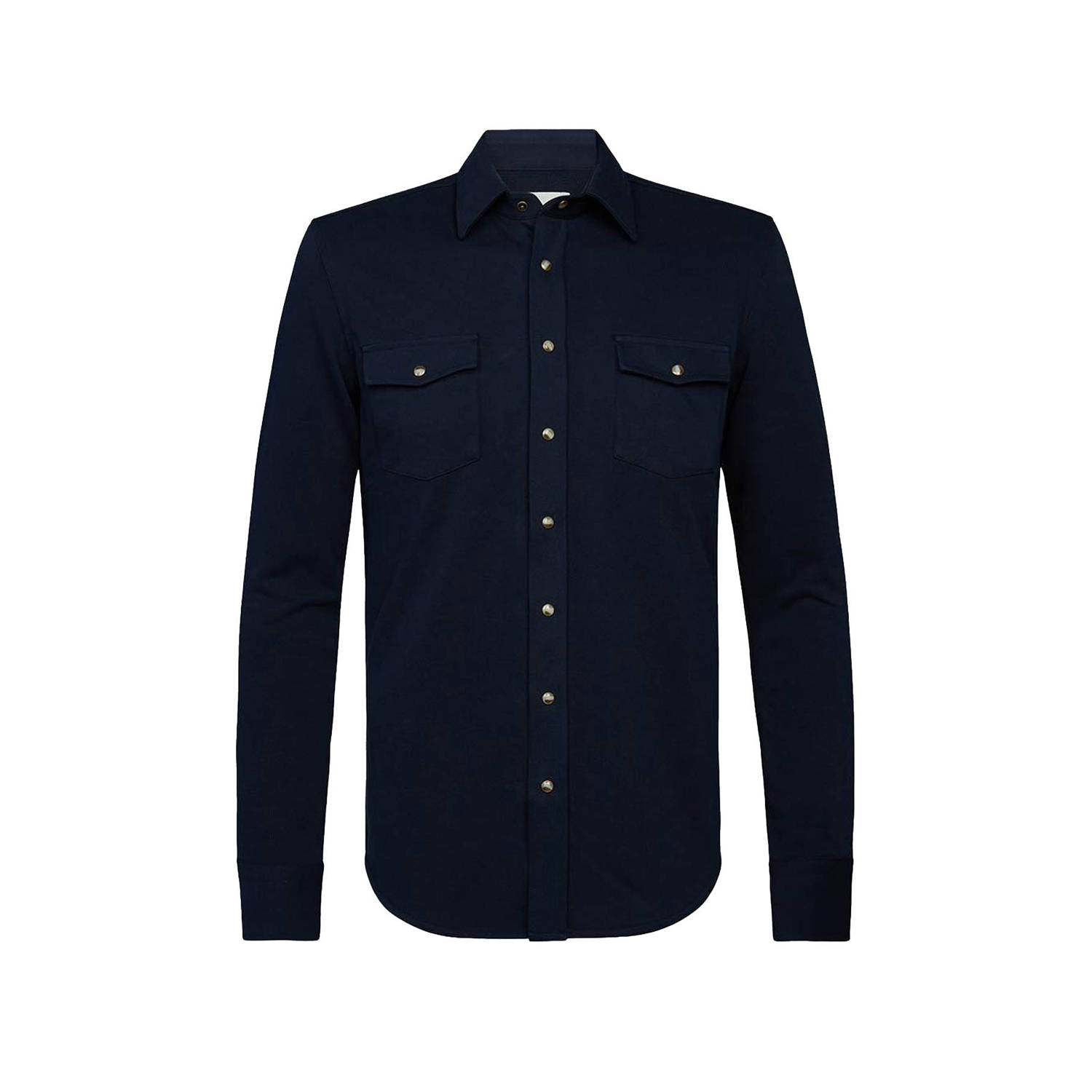 PROFUOMO Heren Overhemden Overshirt Wester Donkerblauw