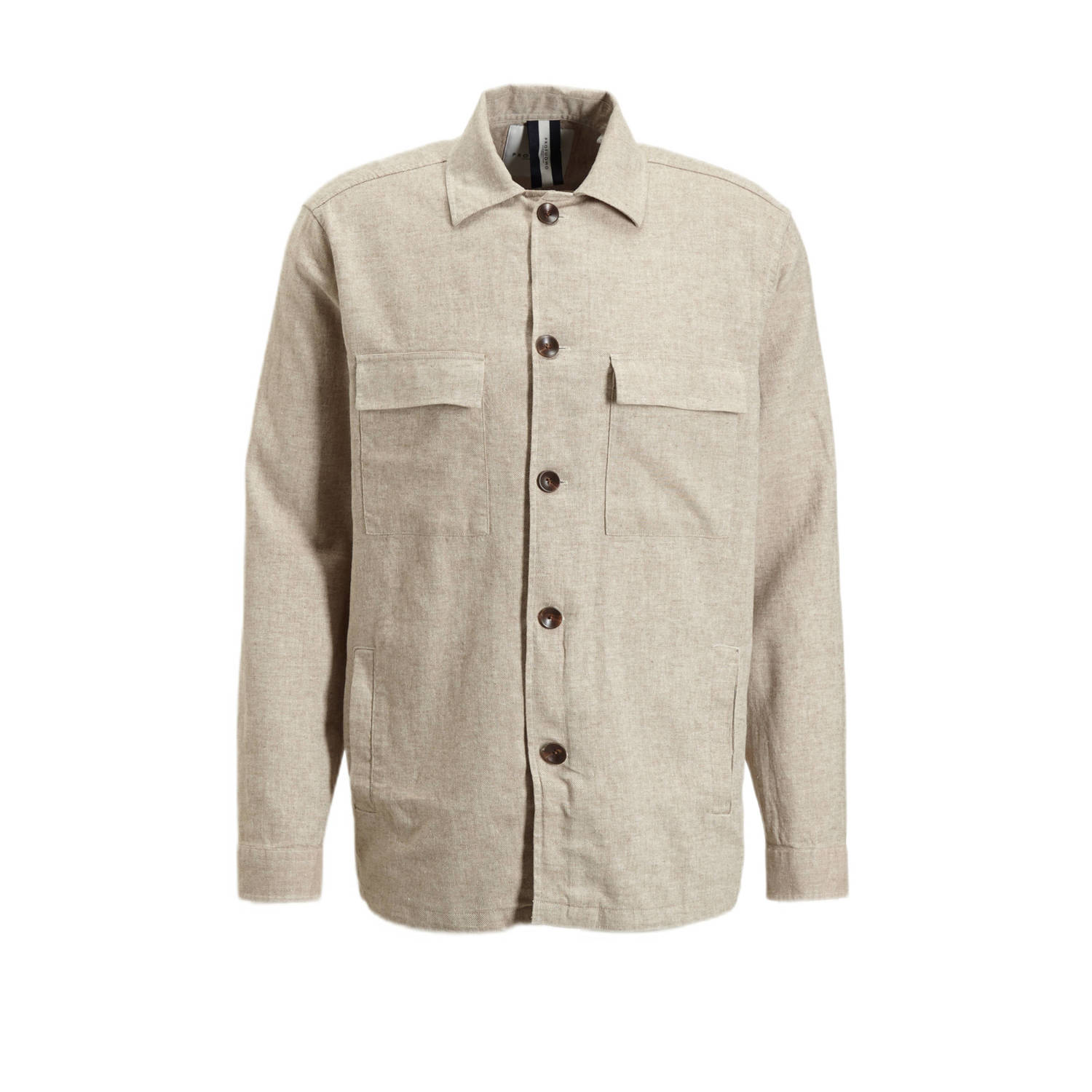 PROFUOMO Heren Overhemden Overshirt Co linen Beige