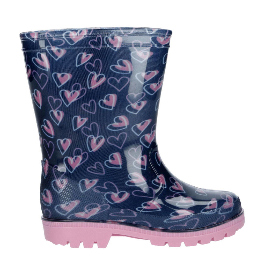 Donkerblauwe meisjes Gevavi Elis regenlaarzen van rubber met all over print