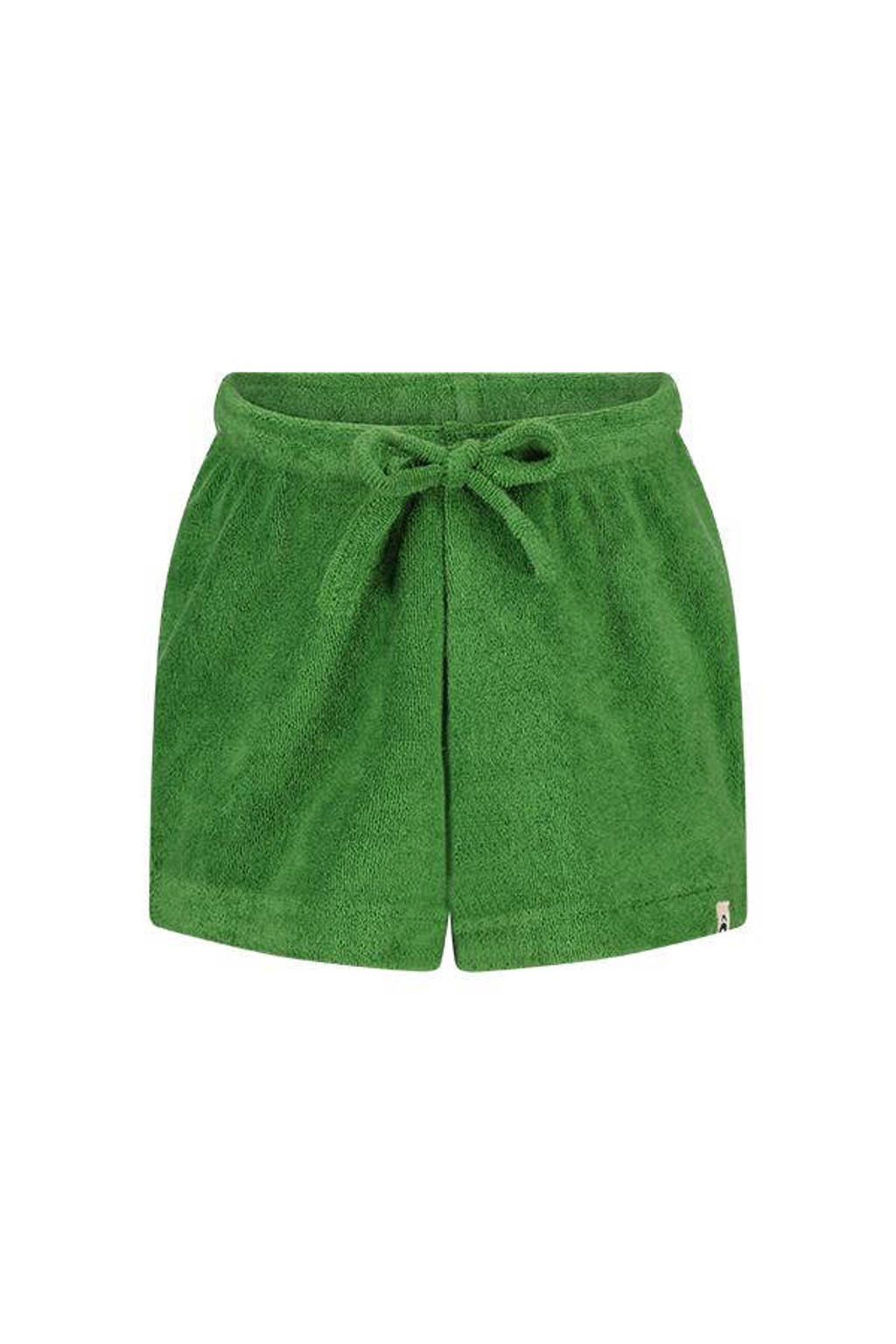 Groene jongens The New Chapter badstof casual short Jackie met regular waist, elastische tailleband met koord en effen
