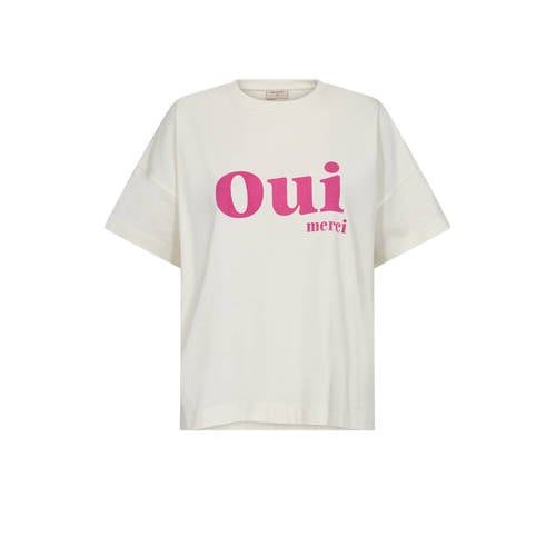 FREEQUENT T-shirt FQCAROL met tekst wit/roze