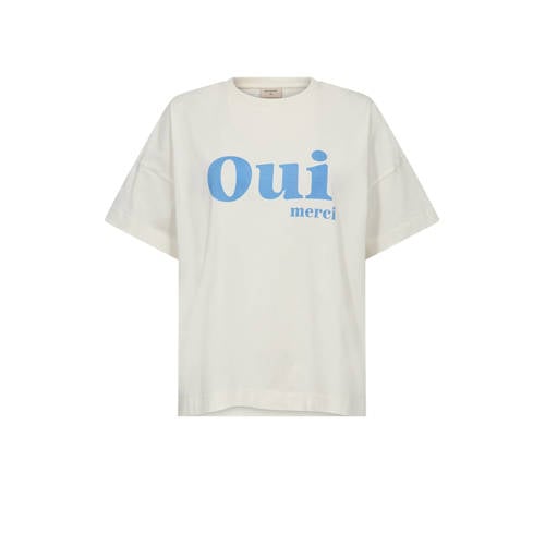FREEQUENT T-shirt FQCAROL met tekst wit/blauw