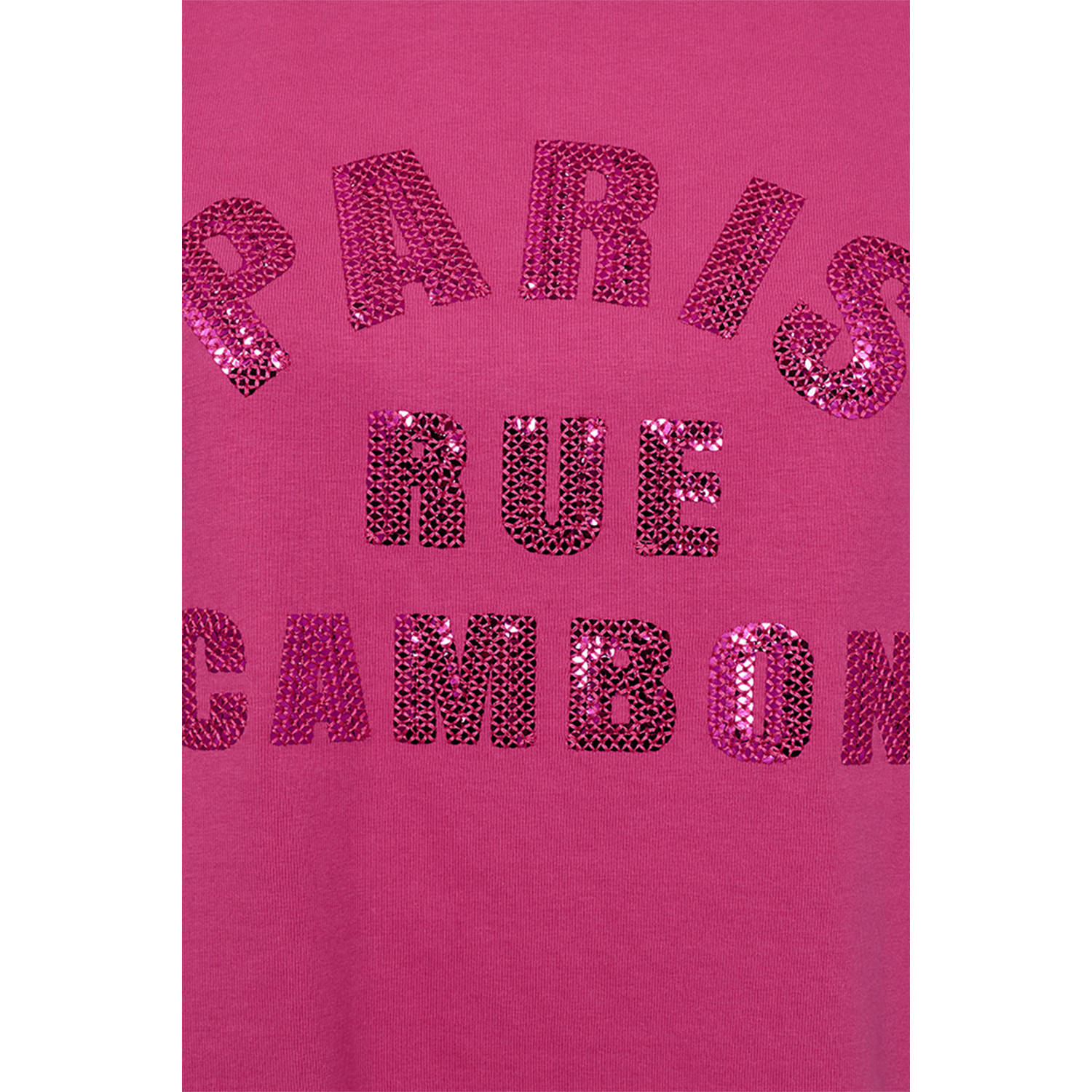 FREEQUENT T-shirt met tekst en pailletten roze