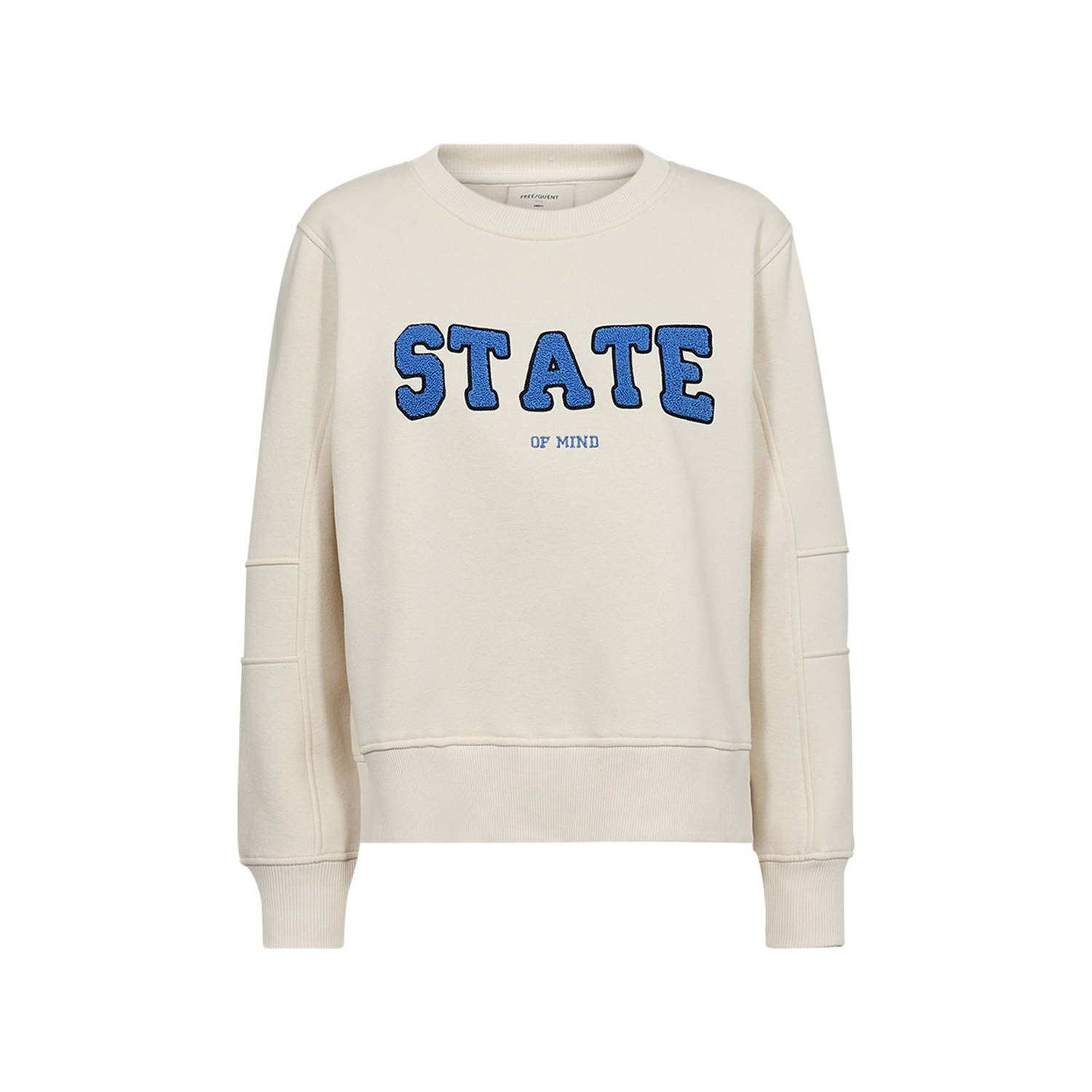 FREEQUENT sweater met tekst lichtblauw