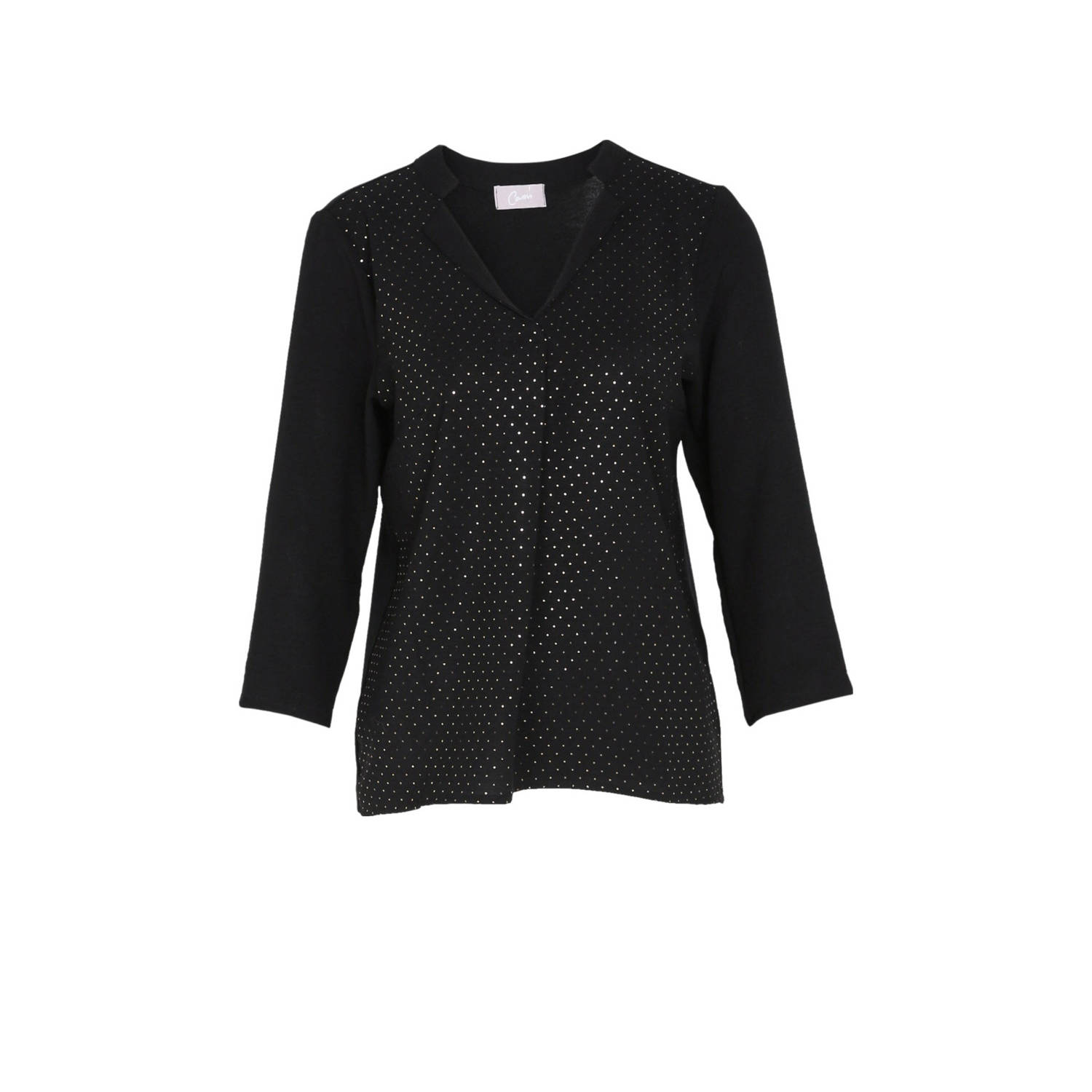 Cassis top met strass steentjes zwart