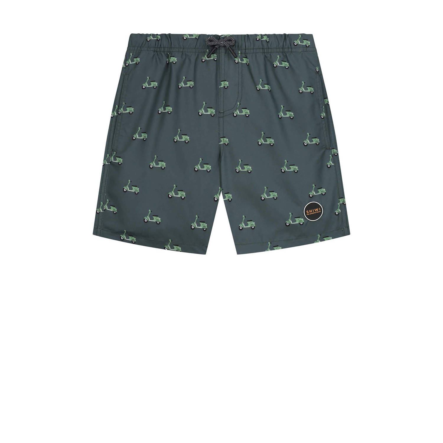 Shiwi zwemshort Moped donkergroen Jongens Gerecycled polyester All over print 110 116