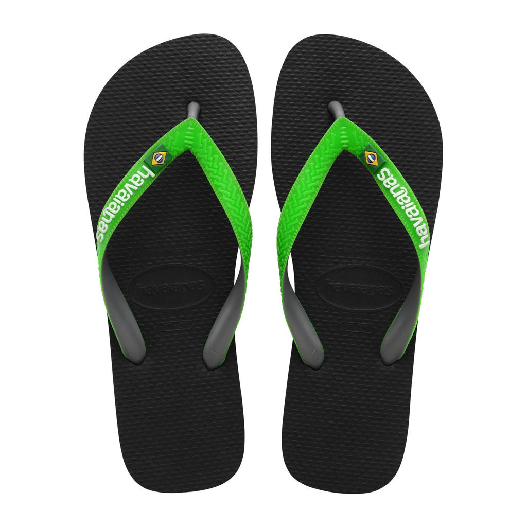 Groen en zwarte jongens Havaianas Brasil teenslippers van rubber 