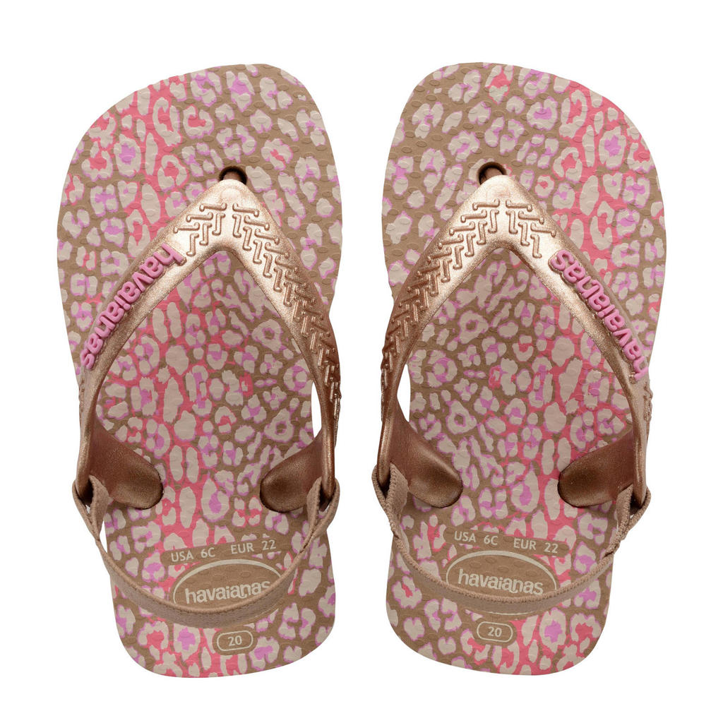Gouden meisjes Havaianas teenslippers met hielbandje van rubber 