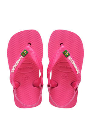Baby Brasil Logo II teenslippers met hielbandje roze
