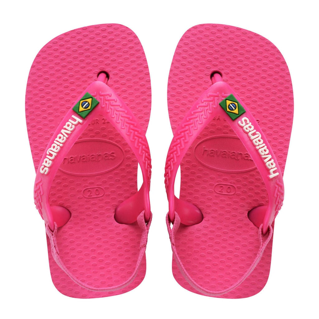 Roze meisjes Havaianas Baby Brasil Logo II teenslippers met hielbandje van rubber
