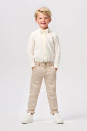 thumbnail: Beige jongens Noppies regular fit broek Dryden van katoen met ritssluiting en effen