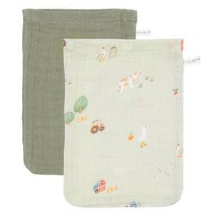 hydrofiel washandje - set van 2- Little Farm/Olive