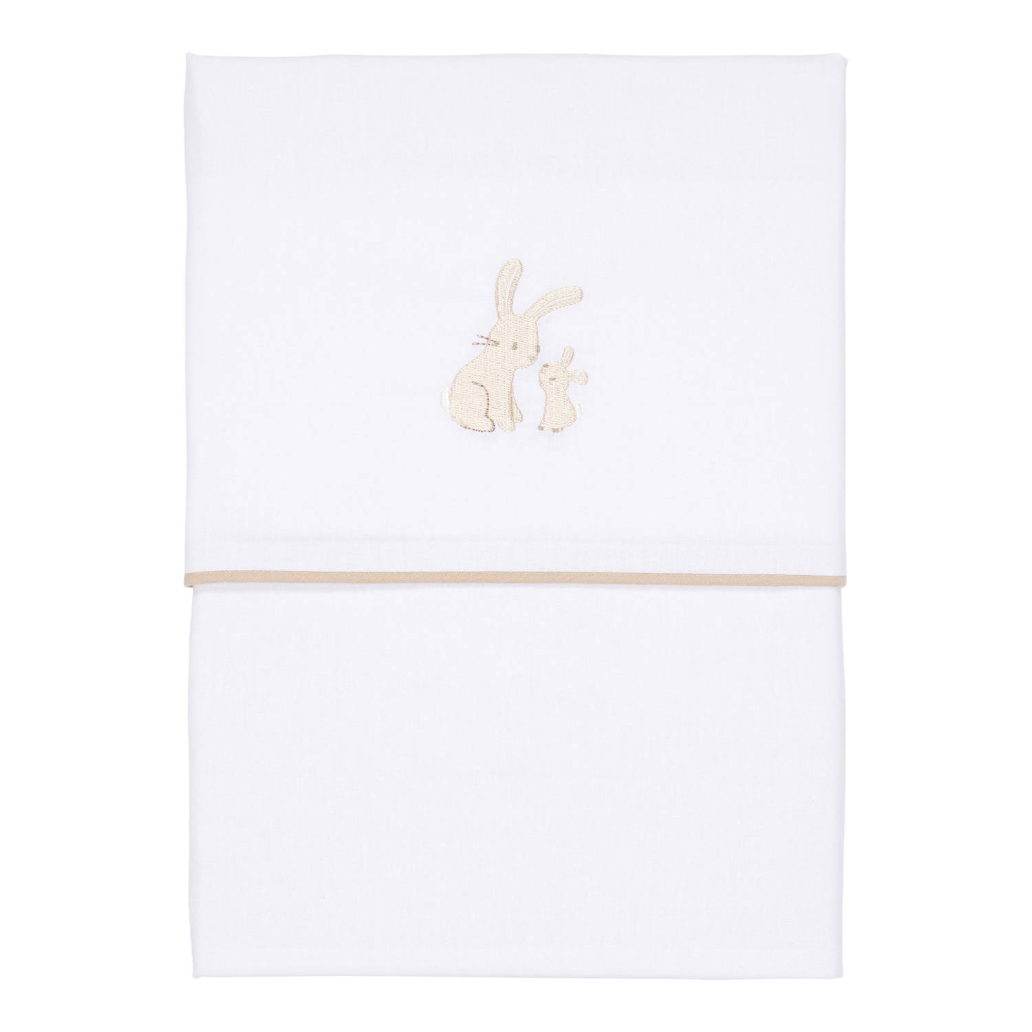 Little Dutch ledikantlaken Baby Bunny geborduurd Babylaken Wit Printopdruk