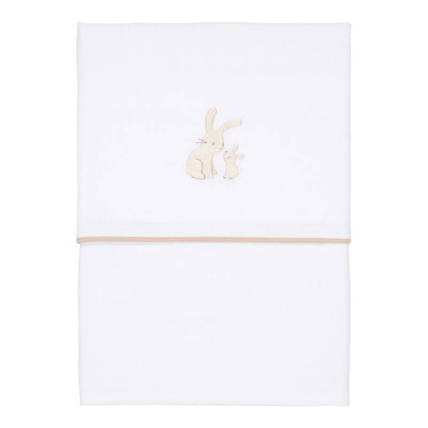 Little Dutch wieglaken Baby Bunny geborduurd Babylaken Wit Printopdruk