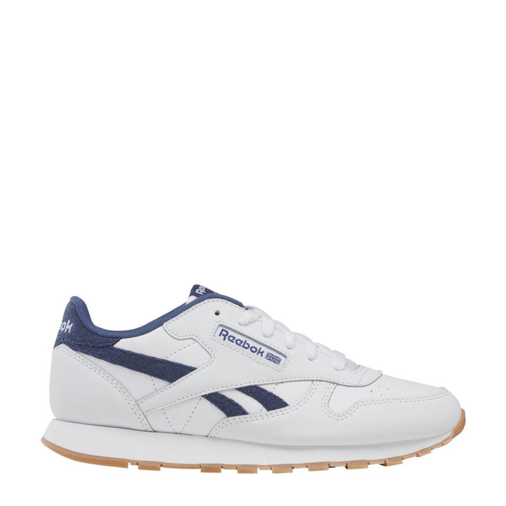 Wit en donkerblauwe jongens en meisjes Reebok Classics Leather sneakers van leer/voering: mesh/voetbed: eva met effen