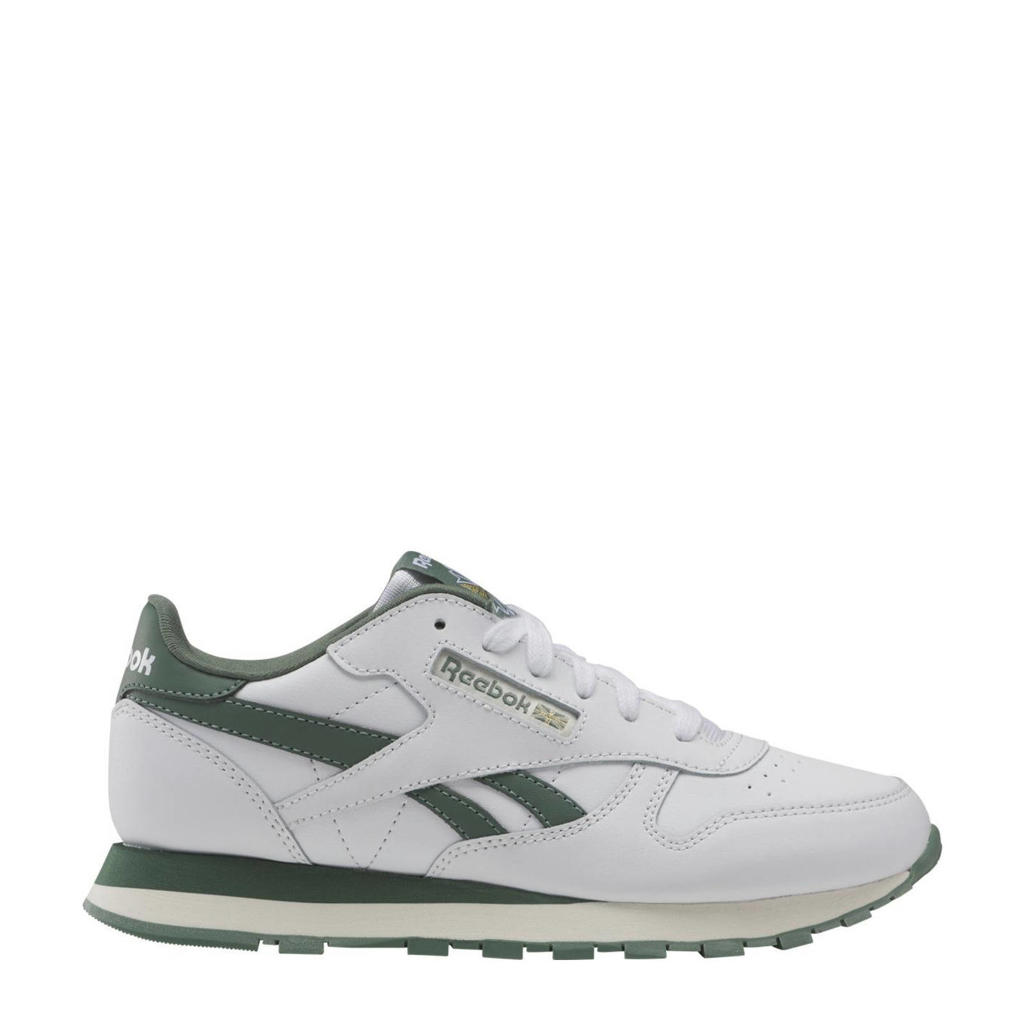Wit en donkergroene unisex Reebok Classics Classic Leather sneakers met effen