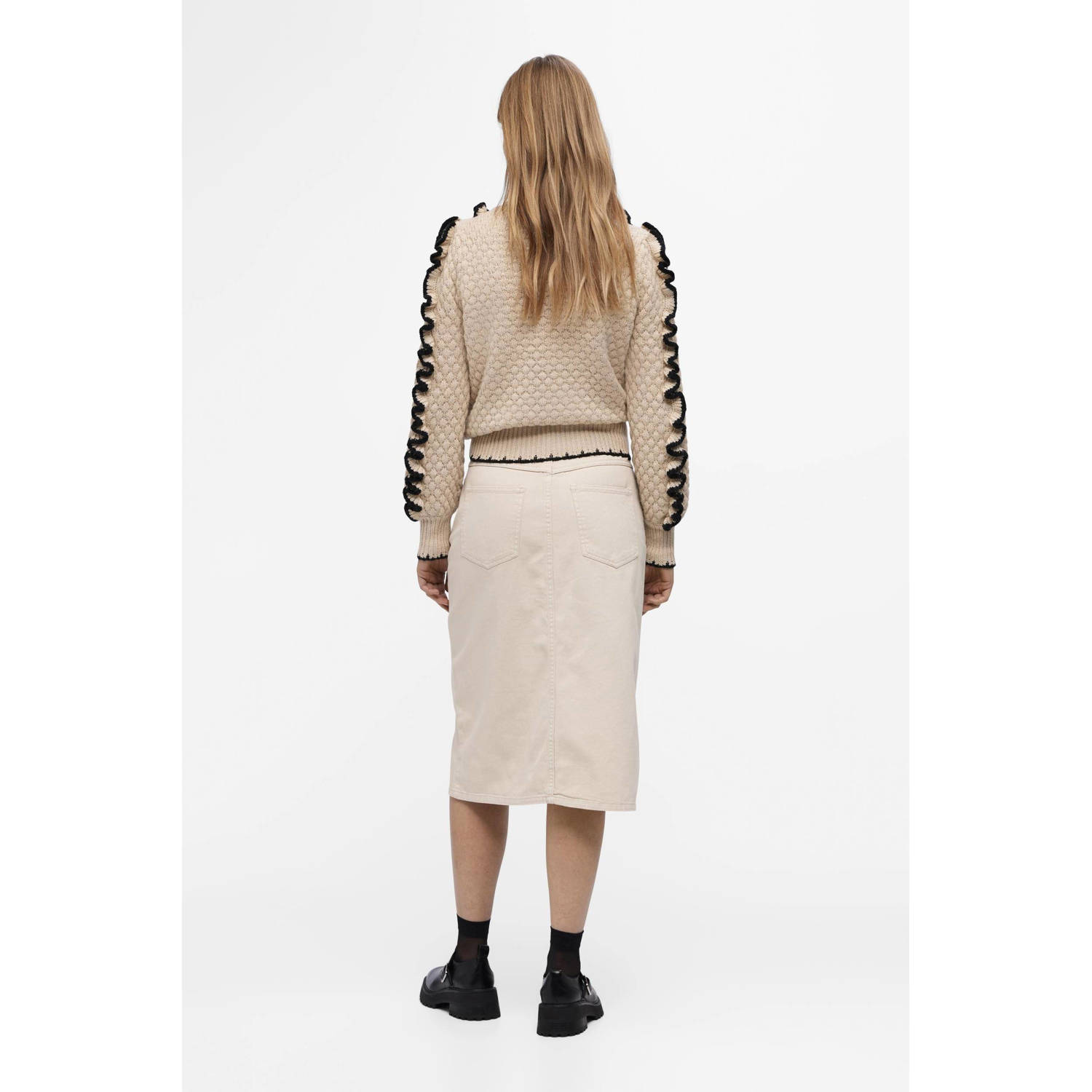 OBJECT gebreide trui OBJYAA met lurex crème zwart