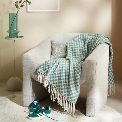 NOUS Living plaid Loures (150x125 cm) - groen/lichtroze