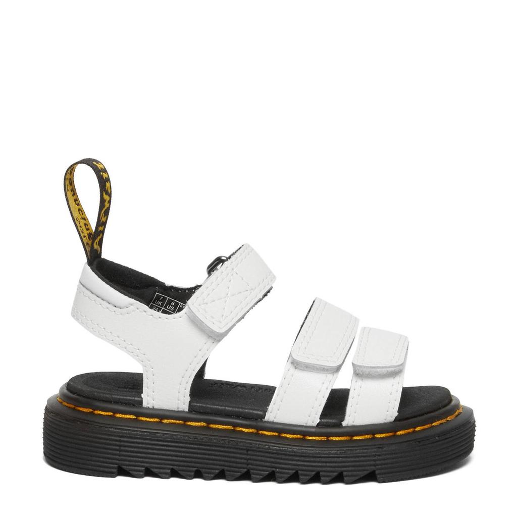 Witte meisjes Dr. Martens Klaire T leren sandalen met klittenband en effen