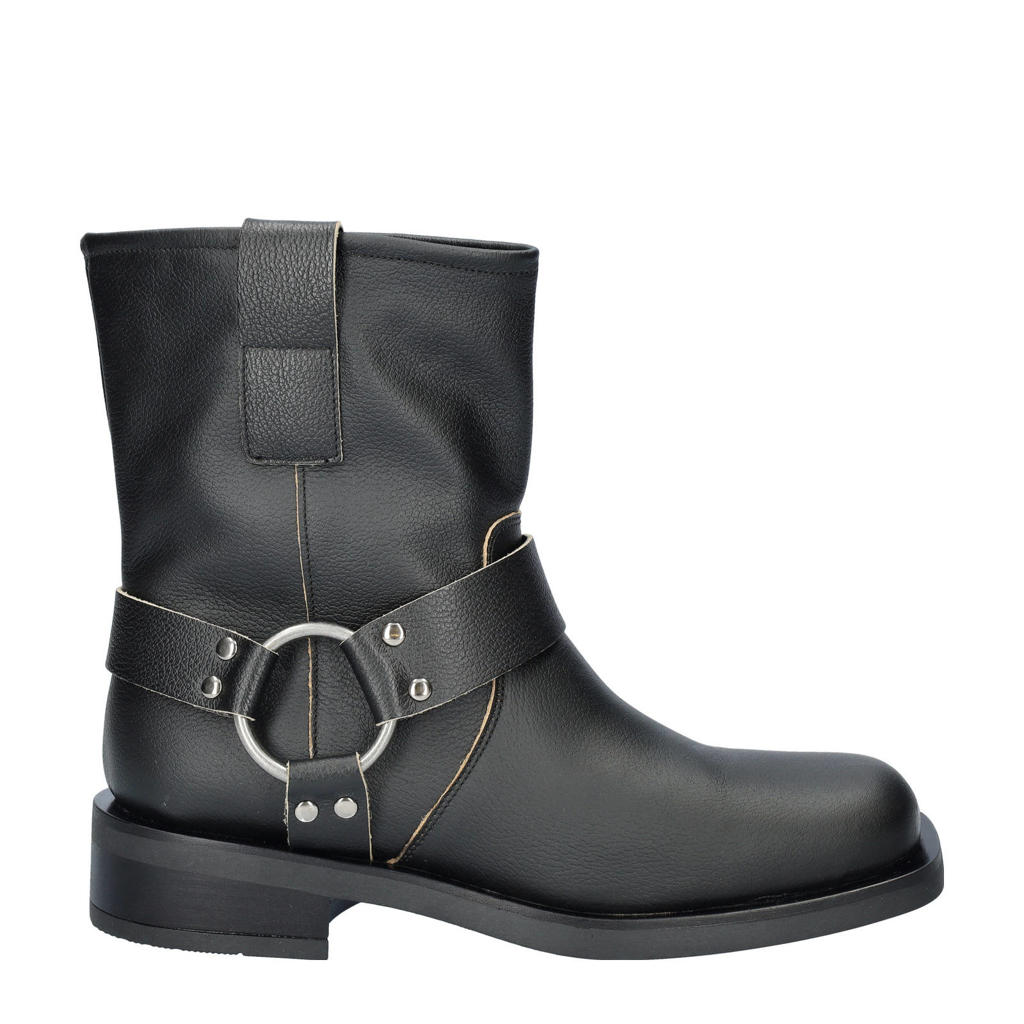 MDM Buffel biker leren vest in mat zwart, zwart, S MDM Buffel biker leren vest in mat zwart, zwart, S