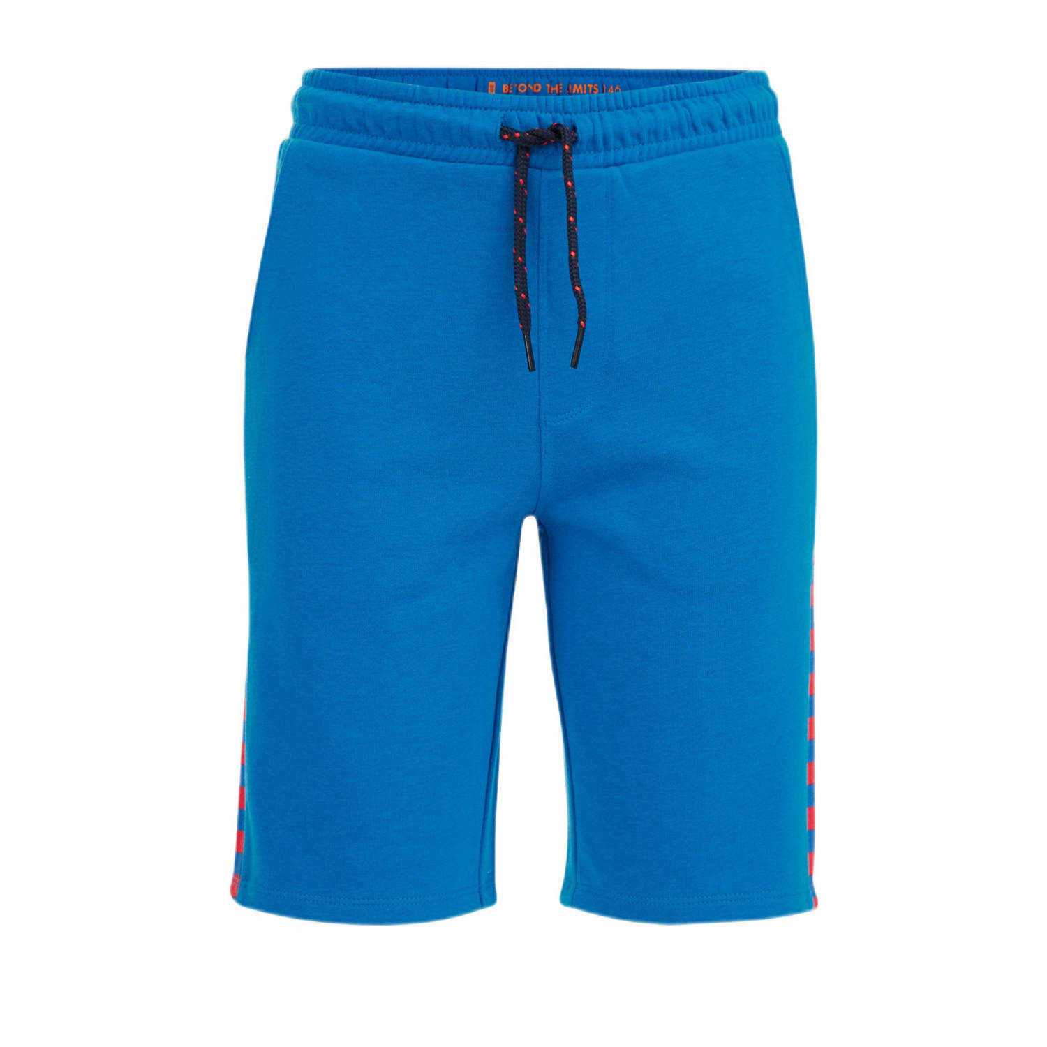 WE Fashion slim fit sweatshort blauw oranje