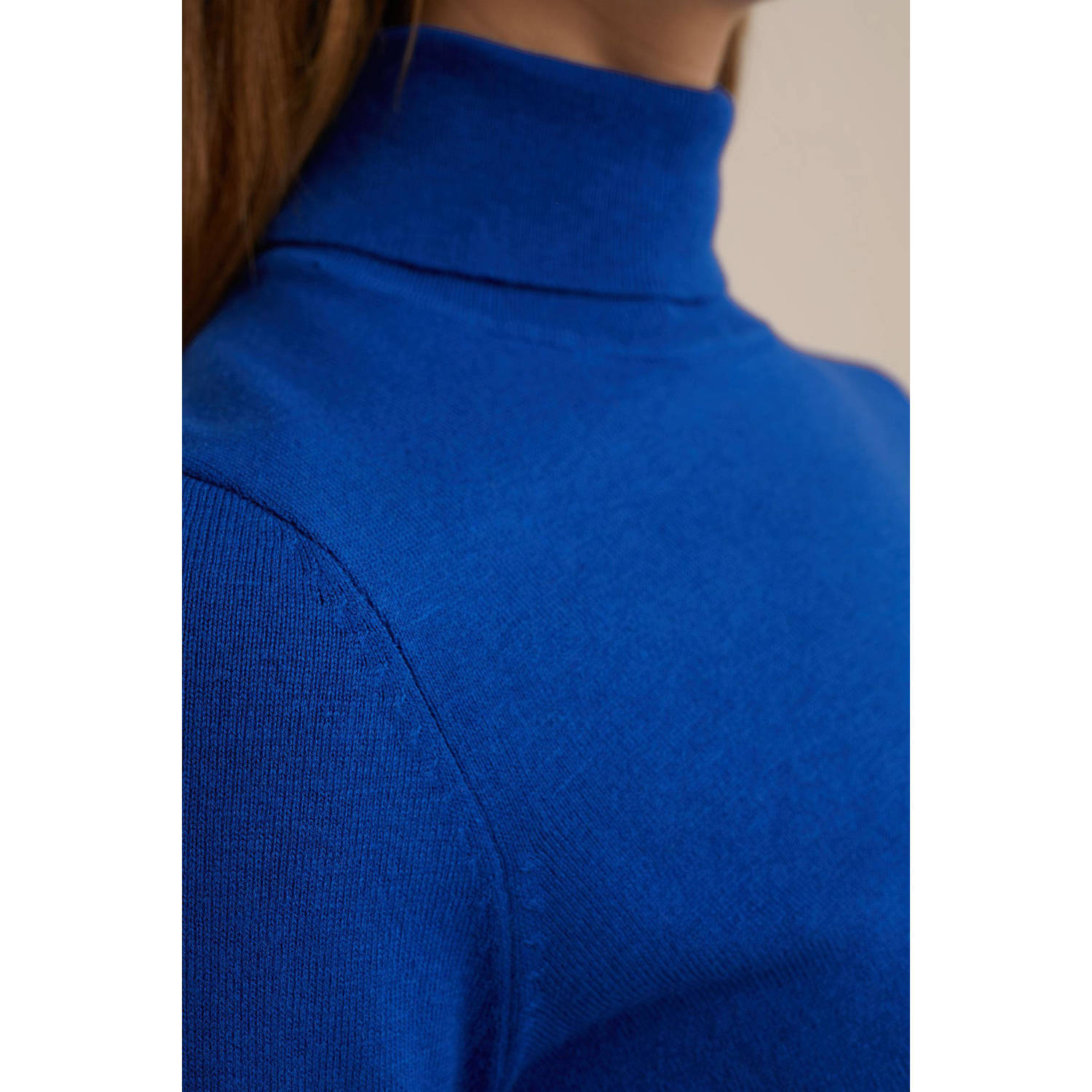 WE Fashion fijngebreide trui met wol blauw
